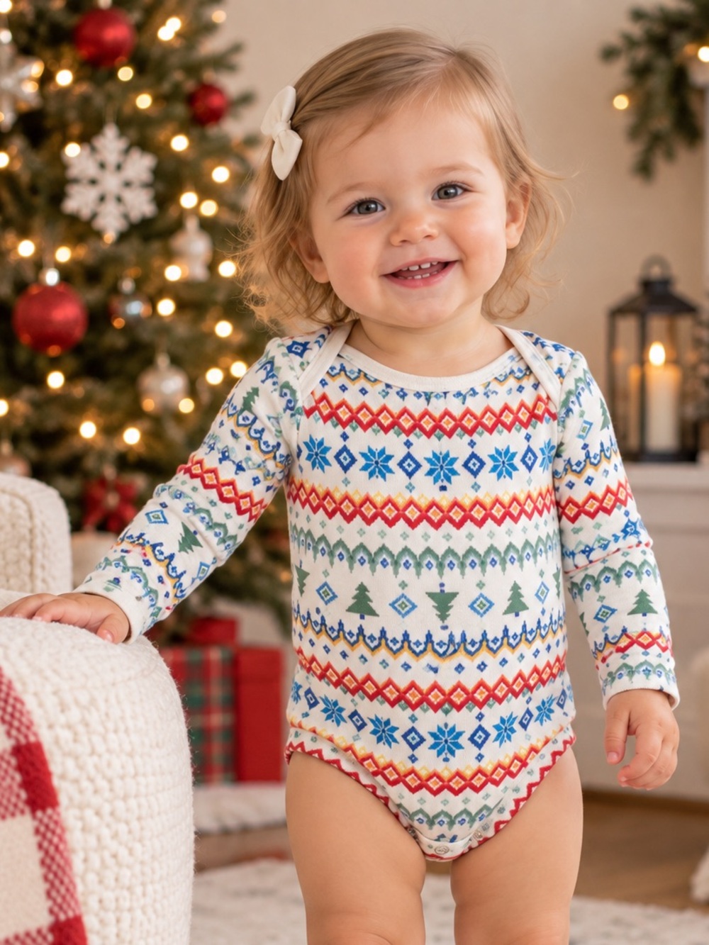 Old Navy Long-Sleeve Fair Isle Bodysuit – Size 18–24 Months ❄️🎄